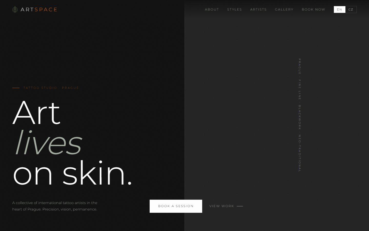ARTSPACE tattoo studio homepage